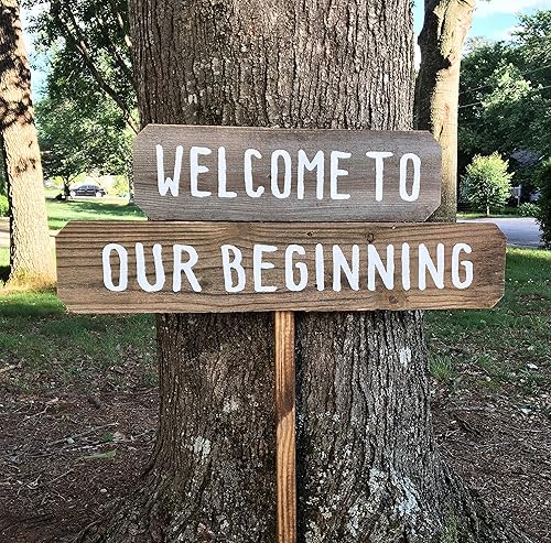 Amazon Com Welcome To Our Beginning Sign Wedding Welcome Sign