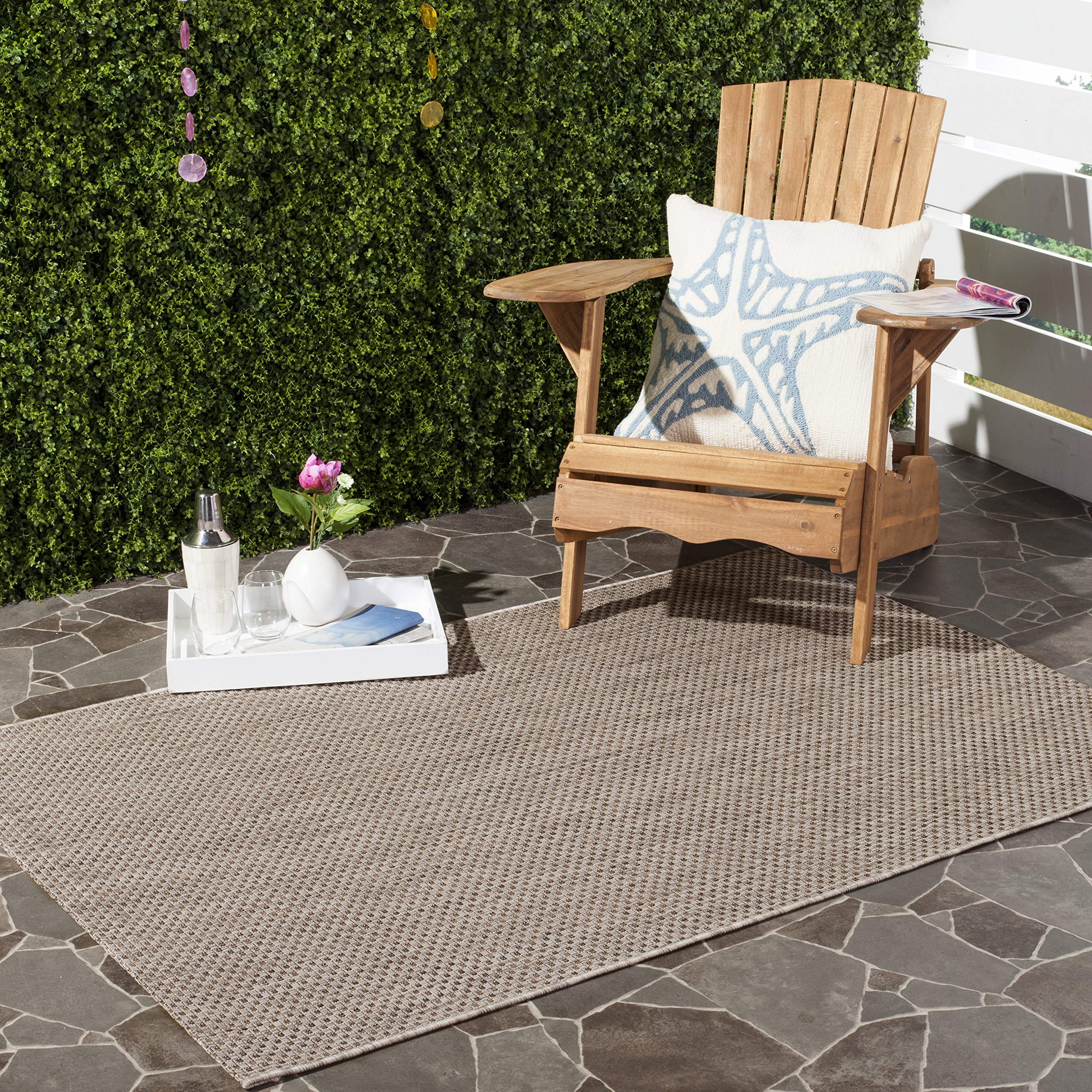 Safavieh Contemporary Indoor/Outdoor Woven Rectangle Area Rug, Courtyard Collection, CY8521, in Beige / Brown, 122 X 170 cm for Garden, Patio or Any Outdoor Space