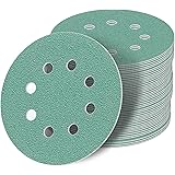Green Random Orbit Sanding Discs 125 mm Selection Set 50 Discs P2000 P1500 P1200 P1000 P800, 8 Hole Hook & Loop Sanding Discs