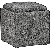 Amazon Brand – Rivet Ross Modern Tweed Lift-Top Storage Ottoman Pouf, 17.7"W, Caviar