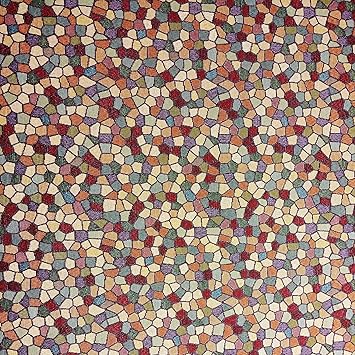 DecoHomeTextil Jacquard Teppich Meterware Teppichläufer 3 mm Breite 130 Länge wählbar Mosaik Bunt Steine 130 x 60 cm Eckig ab