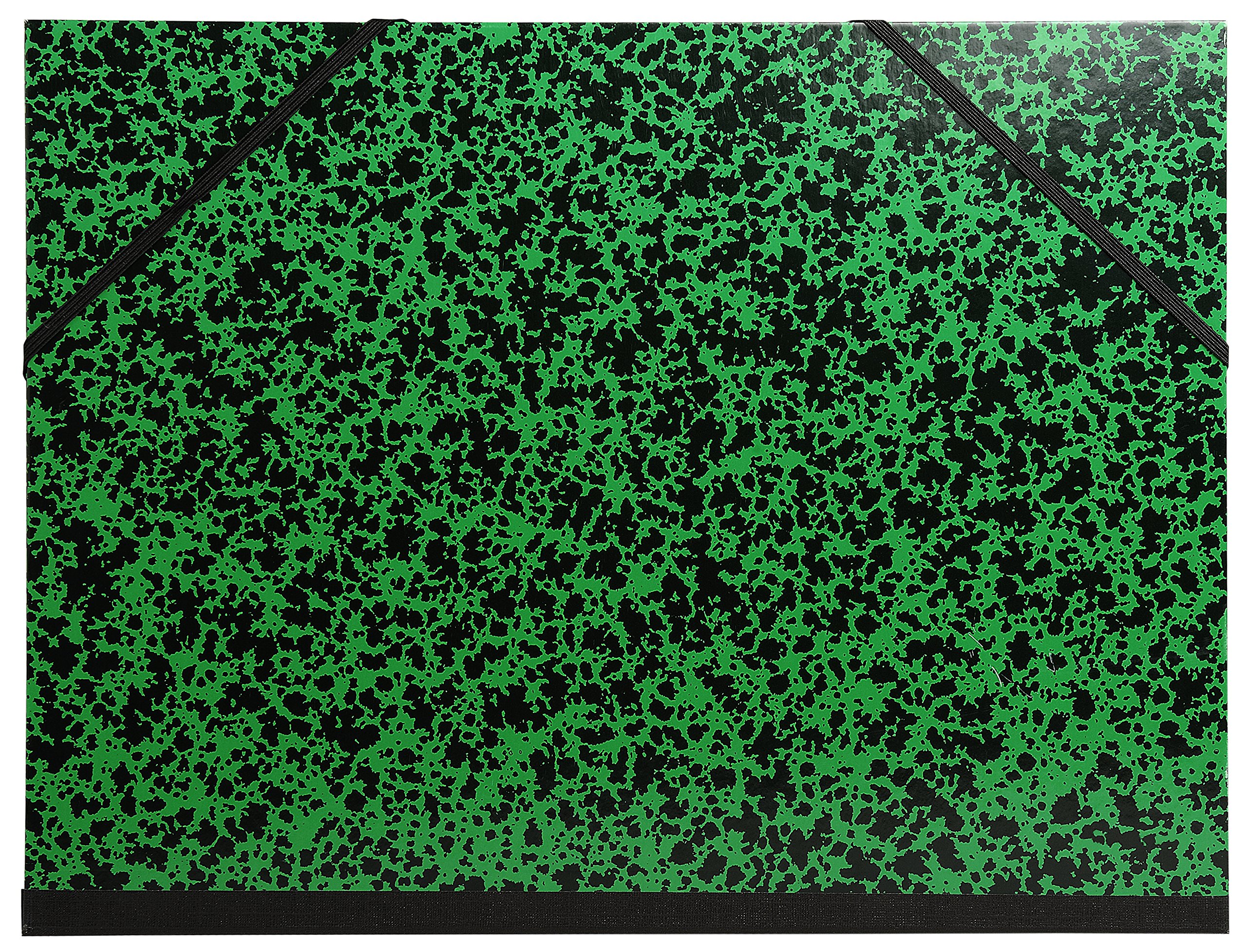 Exacompta - Ref 541100E - Annonay Portfolio with Elastic Strap Closure - A4 (210 x 297mm) in Size, For Safely Transporting Artworks & Documents, Marbled Effect Cover - Green