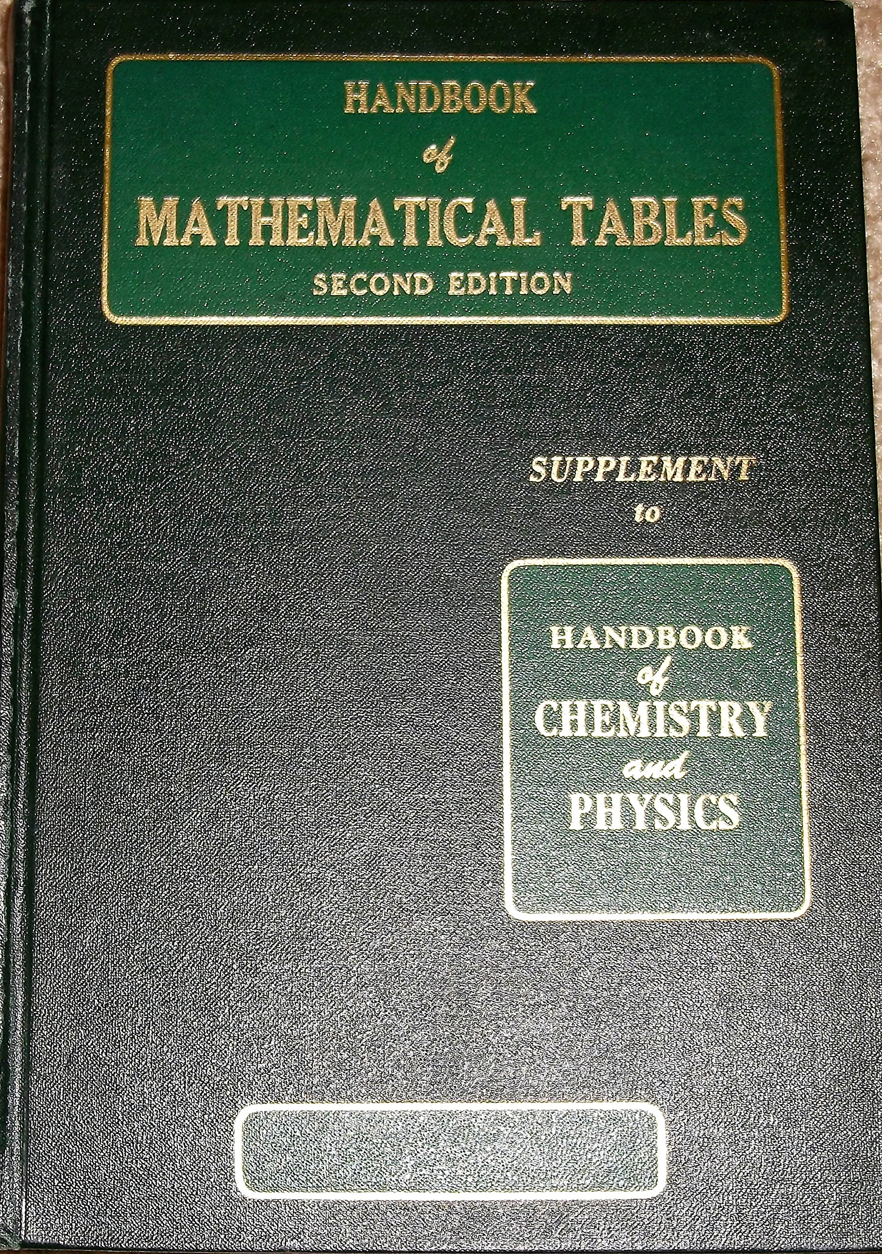 ... of Mathematical Handbook Edition. Second Tables. Suppliment