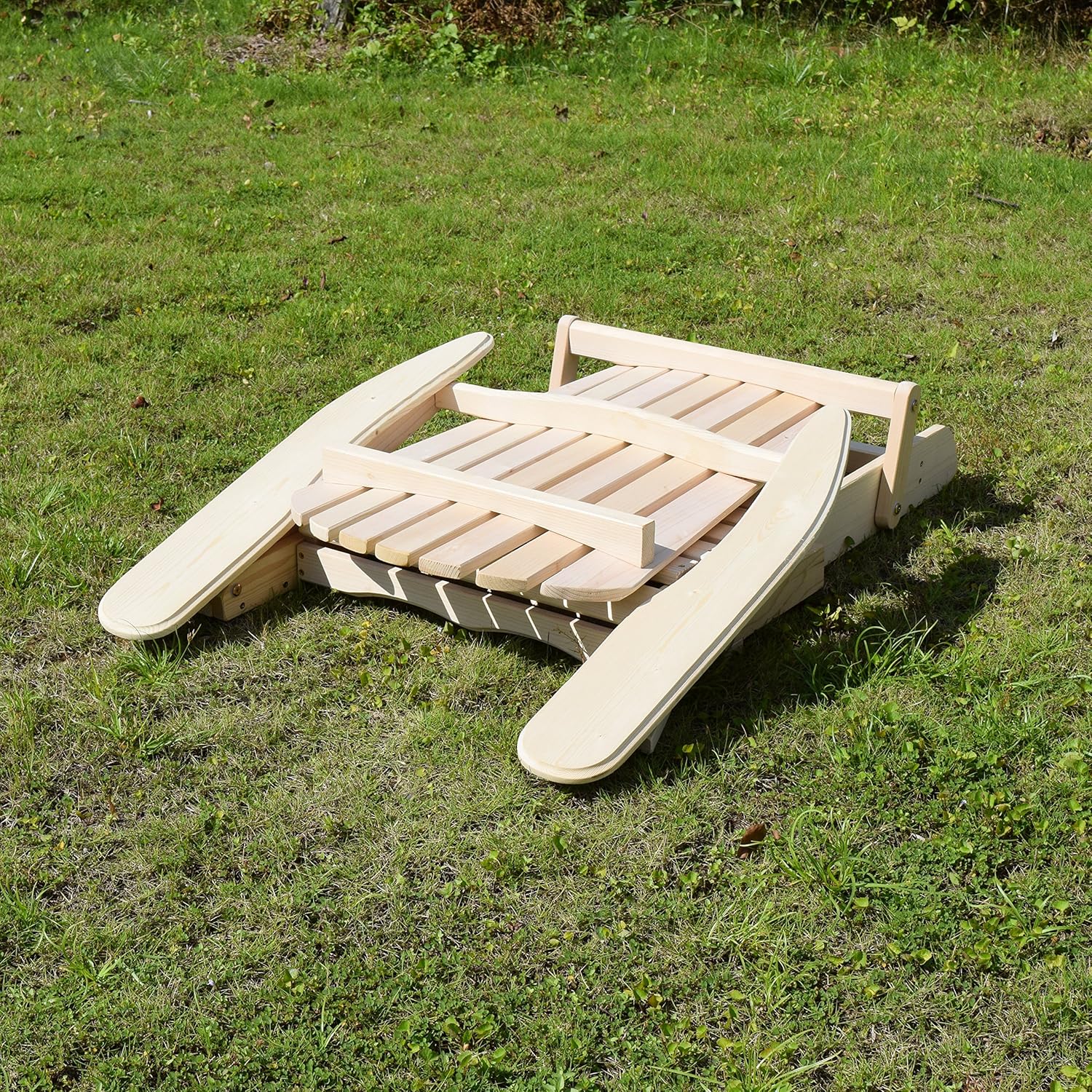 Merry Garden Foldable Wooden Adirondack Chair, Outdoor, Garden, Lawn, Deck Chair, Natural: Furniture & Decor