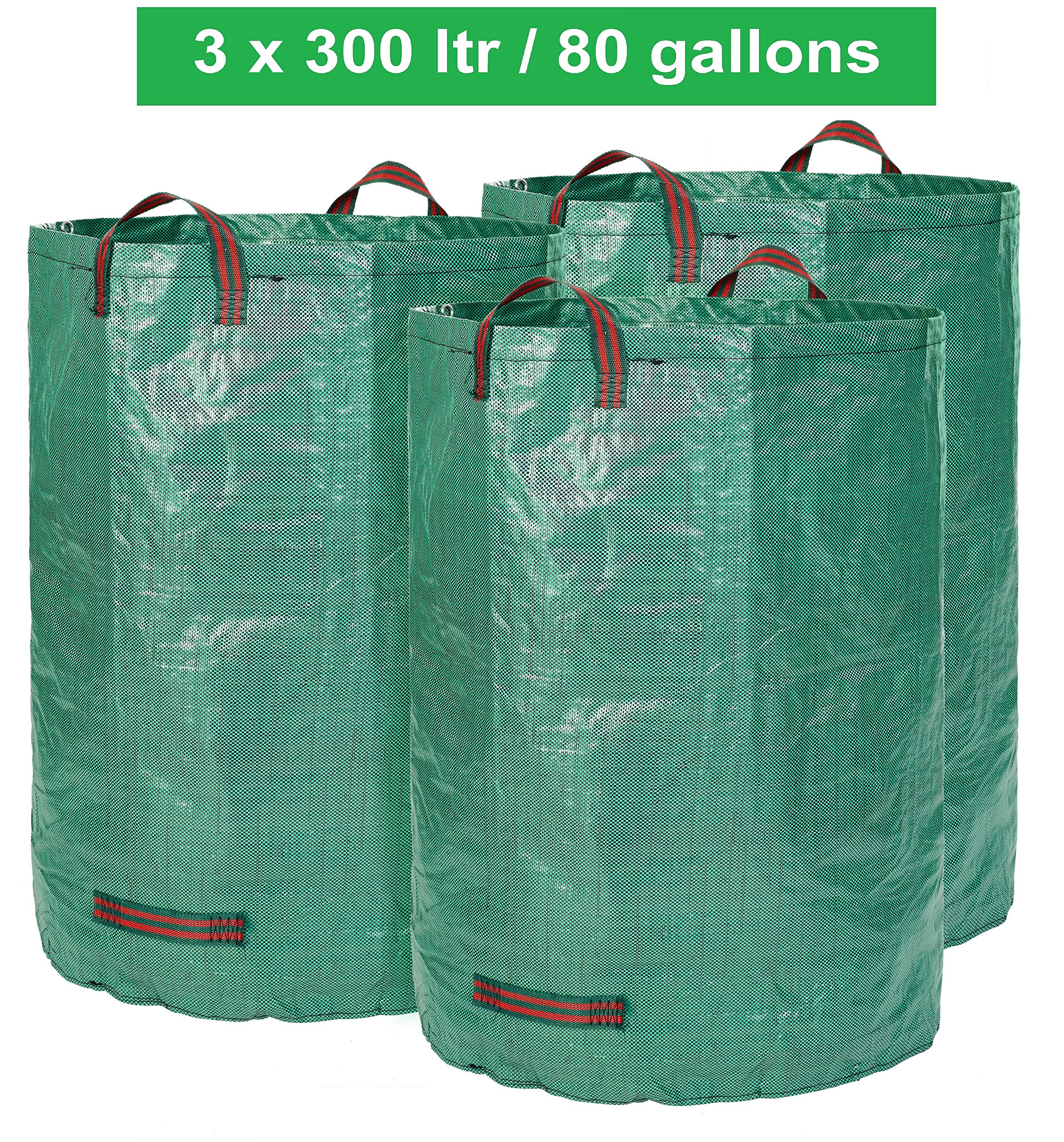 GloryTec 3 x Garden Bags 80 Gallons Collapsible and Reusable