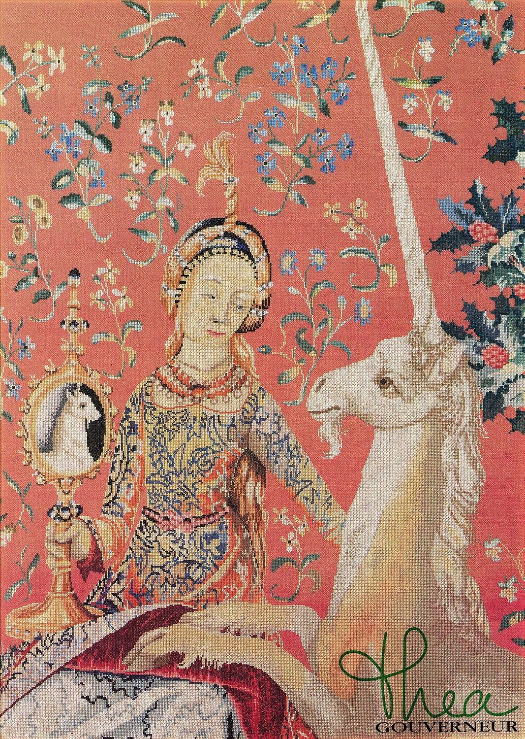 Thea Gouverneur, Counted Cross Stitch Kit, Lady & Unicorn, Jobelan, 27 Count, Embroidery Kit for Adults