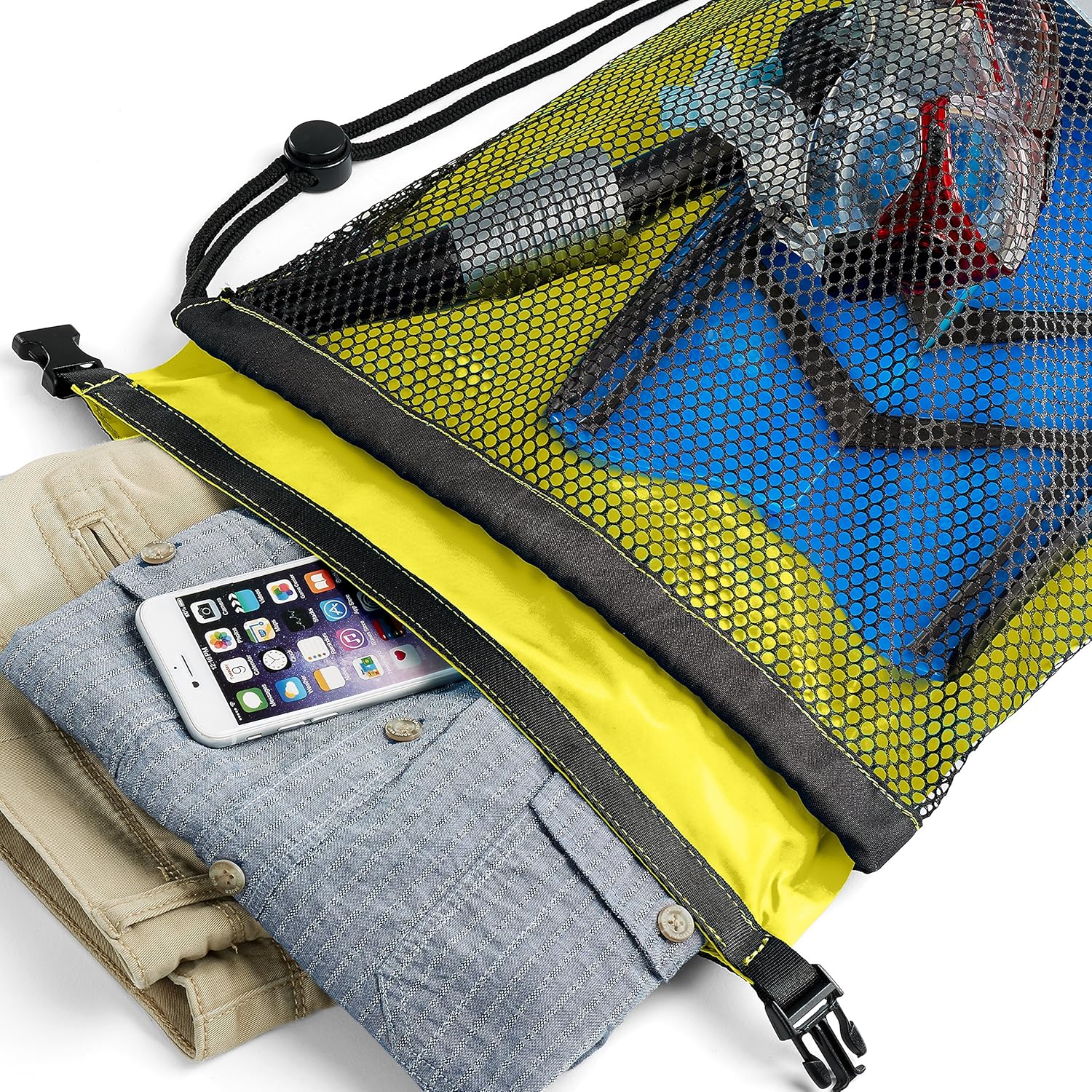 Skog Å Kust SnorkelSåk 2-in-1 Mesh Snorkel Bag with Removable Interior Waterproof Dry Bag | Yellow : Sports & Outdoors