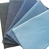 ZAIONE  5pcs Fat Quarter 17.7"x17.7" Pack Soft 100% Cotton Washed Denim Fabric Canvas Jeans Dress T-Shirt Material Patchwork 