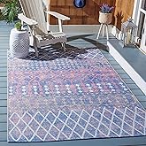 SAFAVIEH Washable Rug Outdoor Summer Collection - 5'3" x 7'6", Blue & Light Blue, Non-Shedding & Easy to Clean, Ideal for Pat