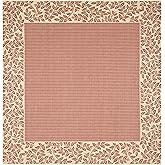 SAFAVIEH Washable Rug Outdoor Courtyard Collection - 7'10" Square, Red & Natural, Non-Shedding & Easy Cleaning, Ideal for Pat