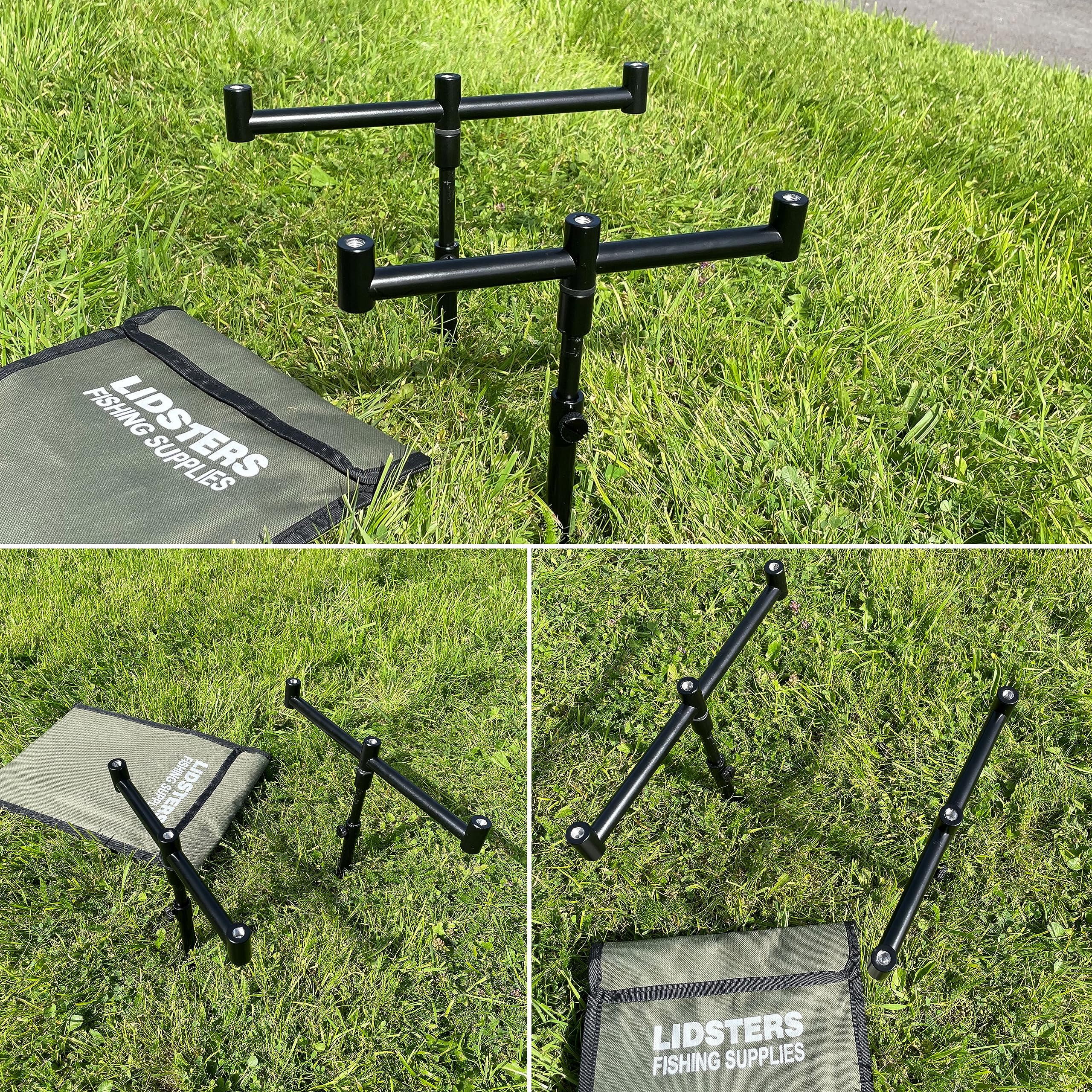 3 ROD SET UP BLACK 2 20-30CM BANK STICKS 2 BUZZ BARS 25CM 30CM CARP FISHING 16MM