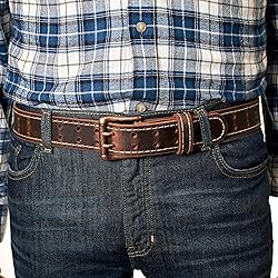 Men’s Classic Leather Belt, Double Prong Retro