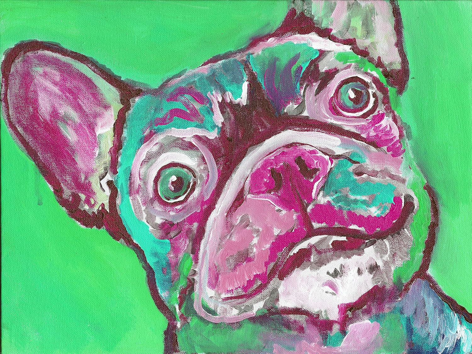 abstract french bulldog painting