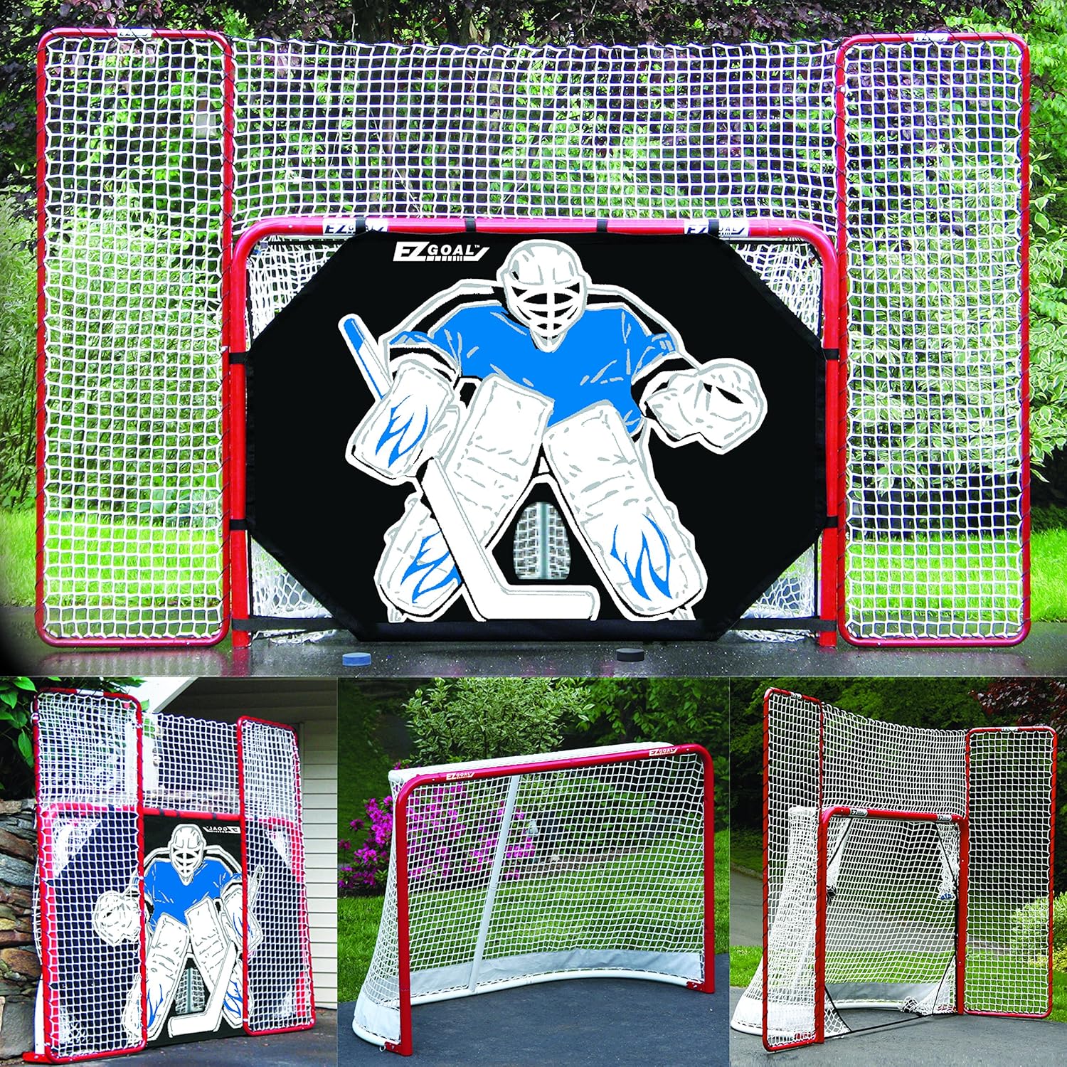 EZ Goal Folding Hockey Training Goal Net w/ Backstop, Targets, & Shooter Tutor : Sports & Outdoors