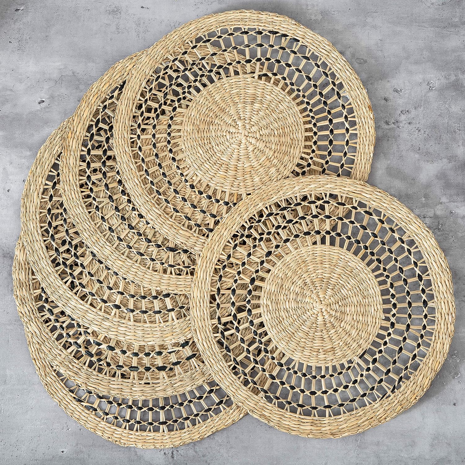 ArTeraHome Handmade Round Bamboo Placemats Rolls for Dining Tables in