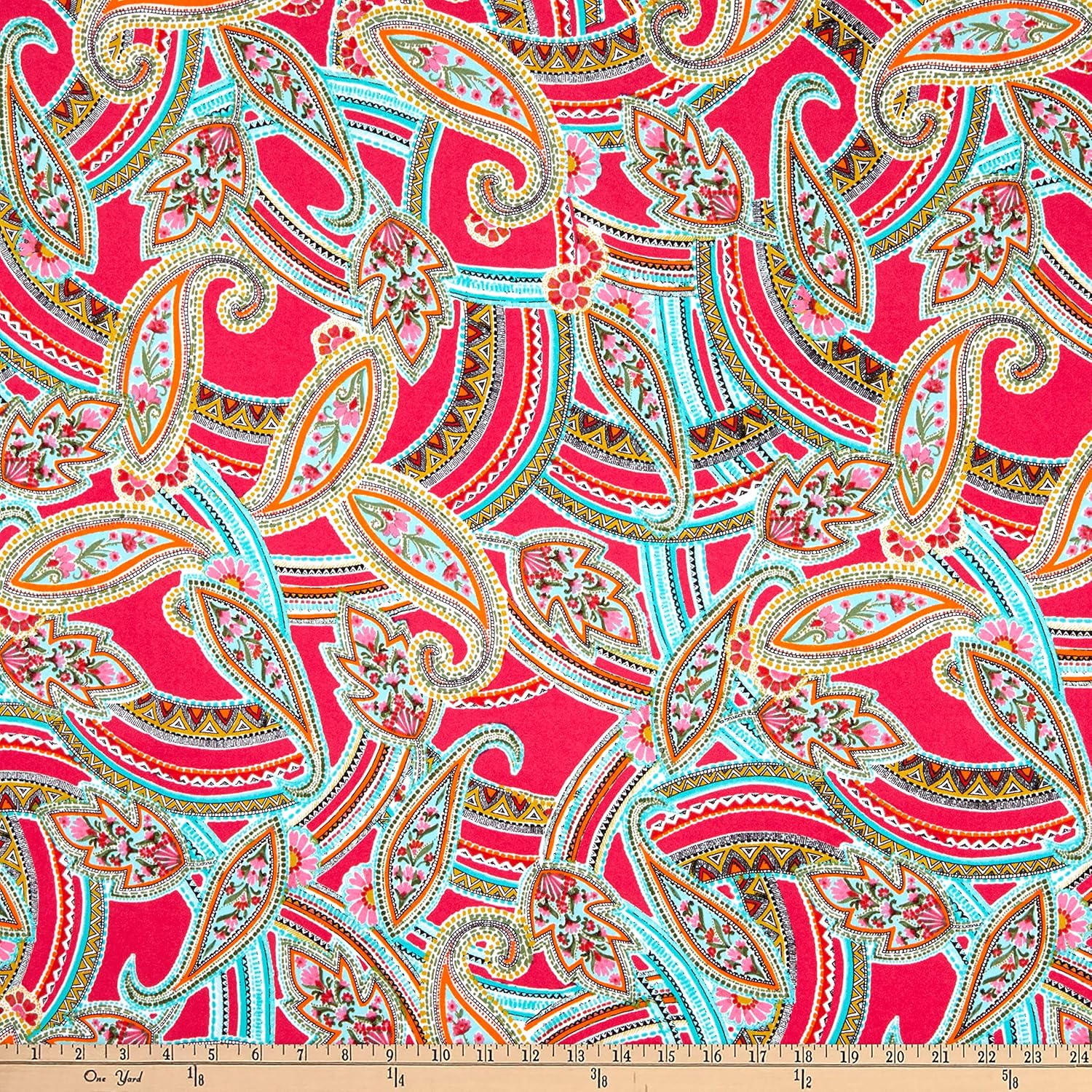 Fabtrends Dty Paisley Floral Bright Pink Fabric by The Yard Amazon.in