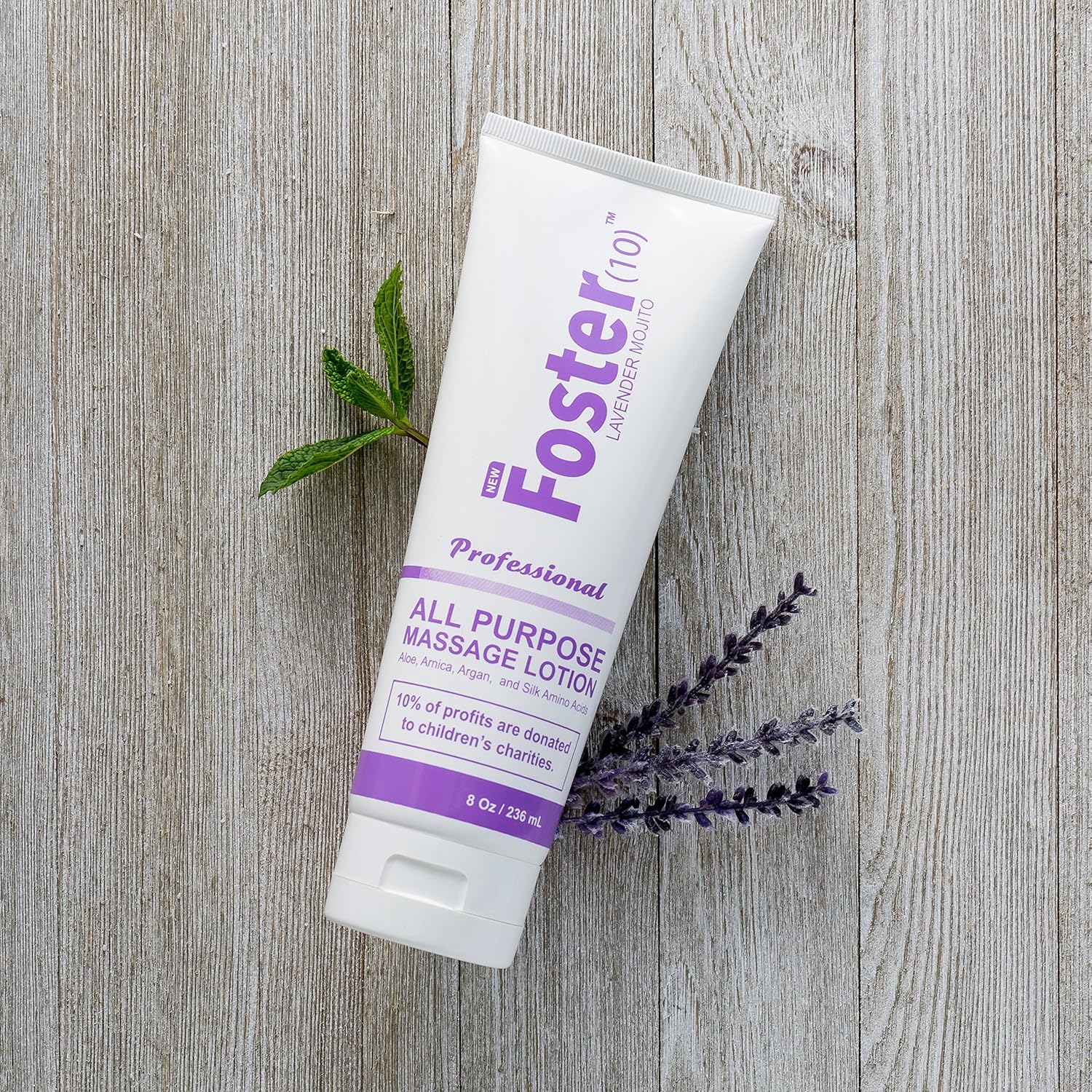 Foster(10) Lavender Mojito Massage Lotion - Made with Argan Oil, Arnica Extract, Silk Amino Acids, Not Tested on Animals, Paraben Free, Dye Free, All Scents From Essential Oils : Beauty