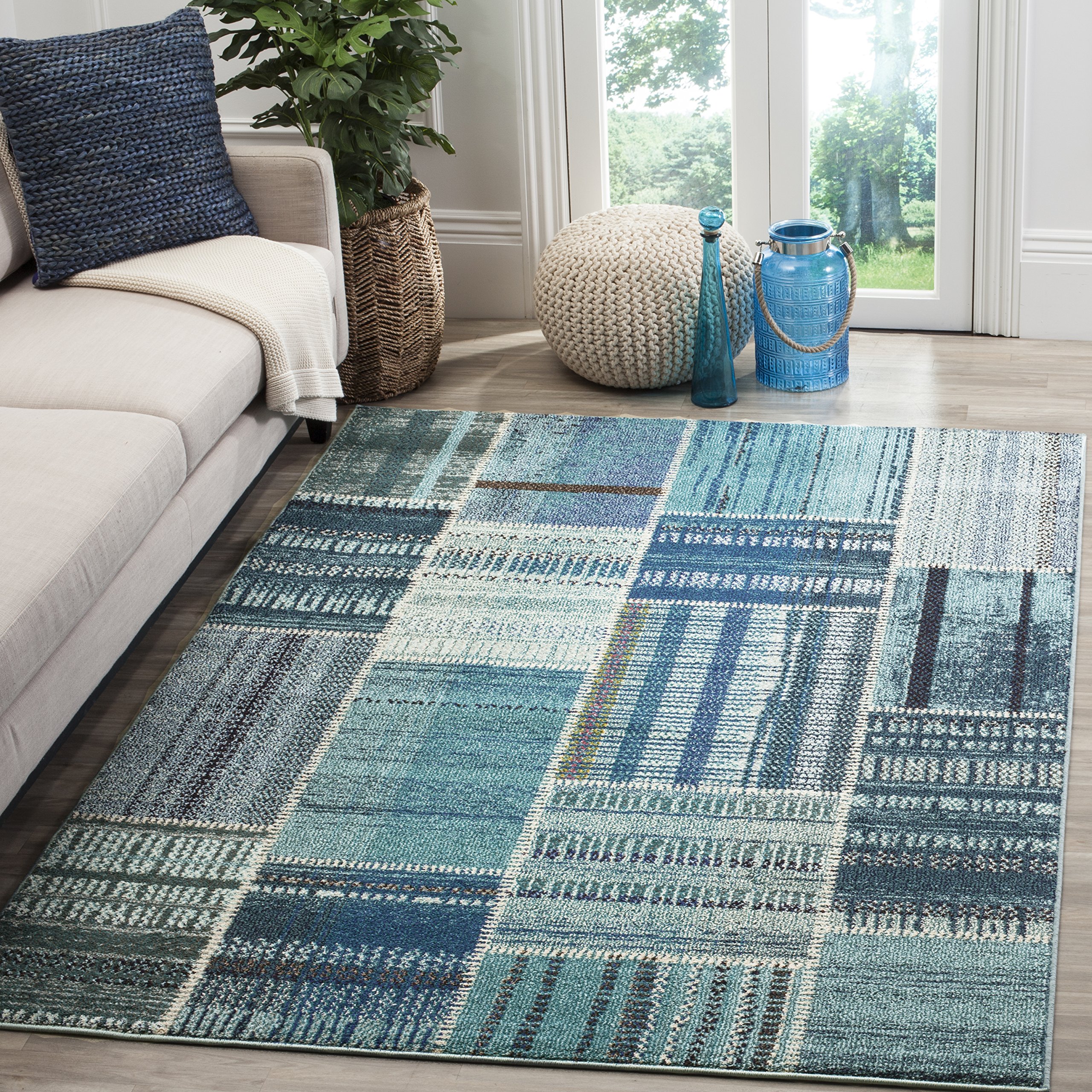 Safavieh Boho Chic Indoor Woven Rectangle Area Rug, Monaco Collection, MNC215, in Multi, 122 X 170 cm for Living Room, Bedroom or Any Indoor Space