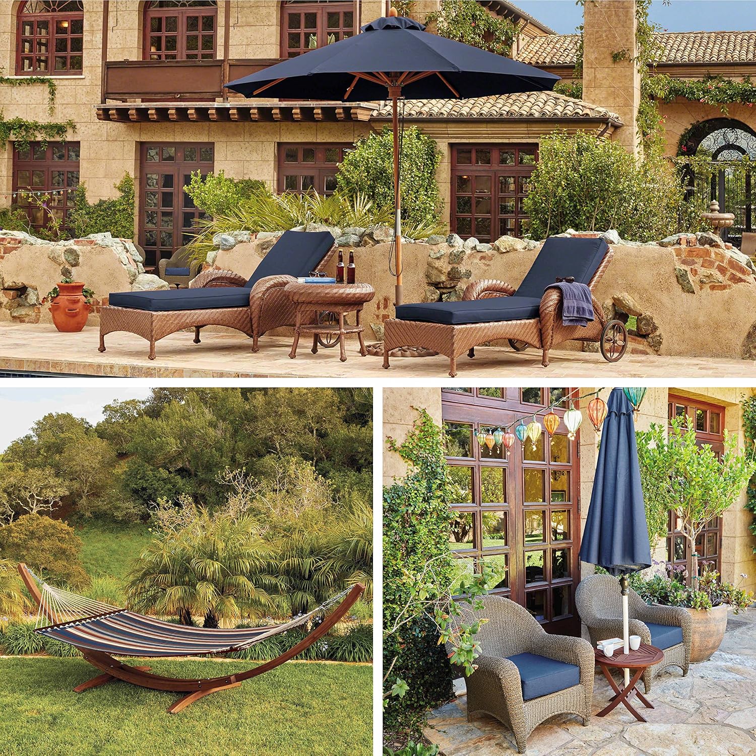 Classic Accessories Montlake Water-Resistant 42 x 18 x 3 Inch Patio Bench/Settee Cushion, Heather Indigo Blue : Garden & Outdoor