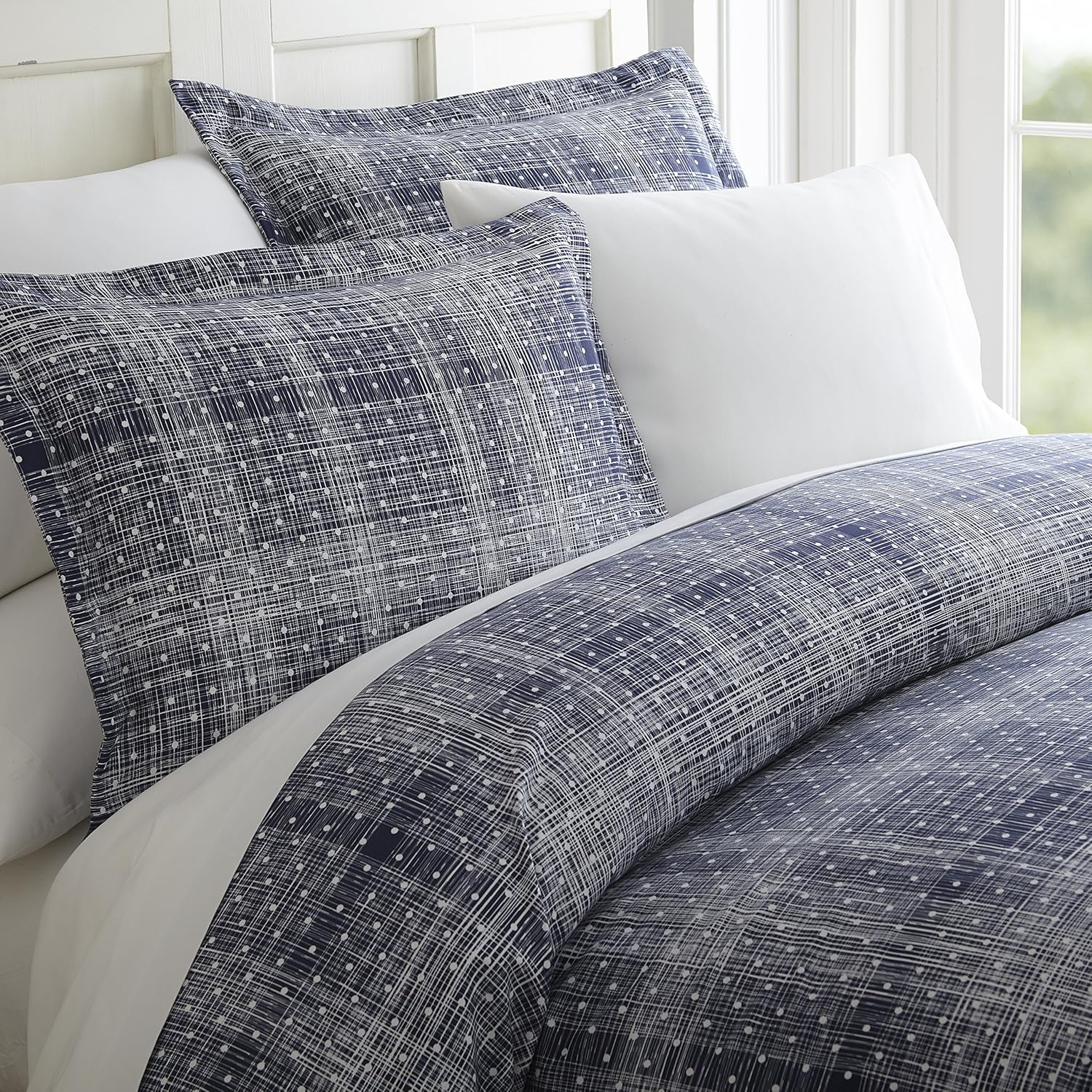 ienjoy Home Duvet Cover Set Polkadot Patterned QueenNavy