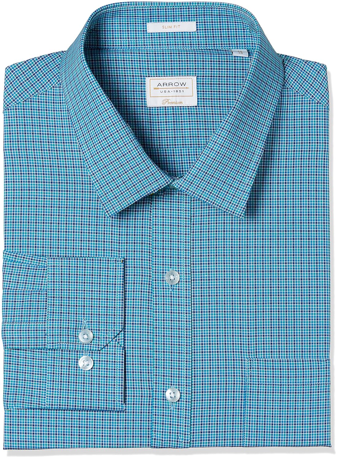 arrow men's checkered slim fit cotton formal shirt