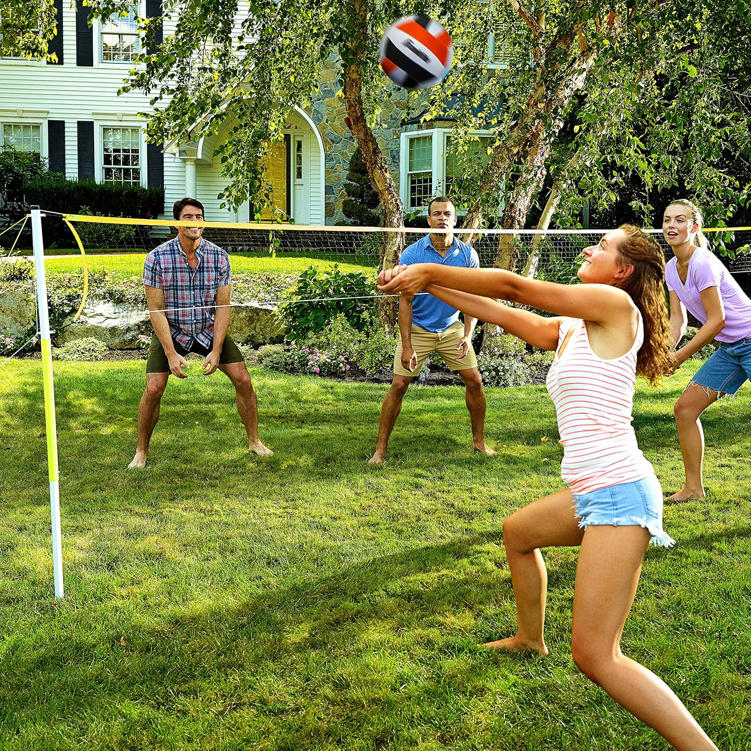 Franklin Sports 52641 Volleyball Set - Backyard Volleyball Net Set with Volleyball, Portable Net & Ground Stakes - Beach or Backyard Volleyball - Family : Sports & Outdoors