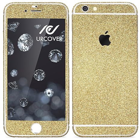 Urcover® Glitzer-Folie zum Aufkleben kompatibel mit Apple iPhone 7 Plus Folie in Gold | Zubehör Glitzerhülle Handyskin Diamon