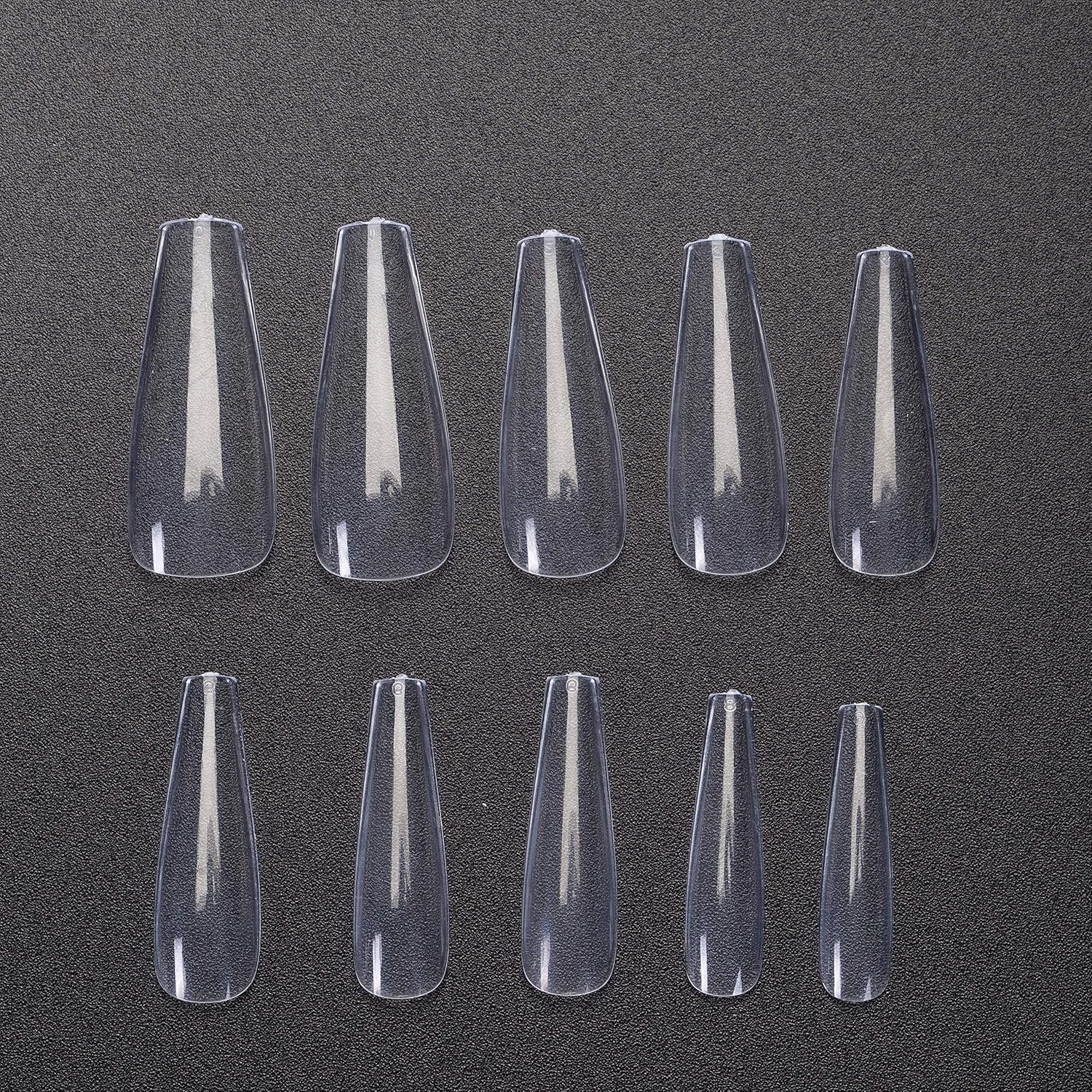NSBNYMNG CLEAR nail tips–100pcs Curved ballet french false nails with case for nail salons and DIY,10size.: Beauty