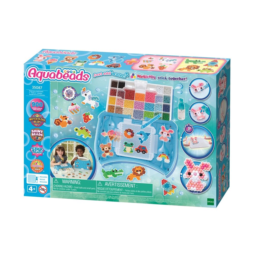 Aquabeads - L'atelier d'initiation - Kit de loisirs créatifs - Activité manuelle Enfants en Toute autonomie - Coffret de perles qui collent Avec de l'eau - Jouet Enfant 4 ans et + - 35087