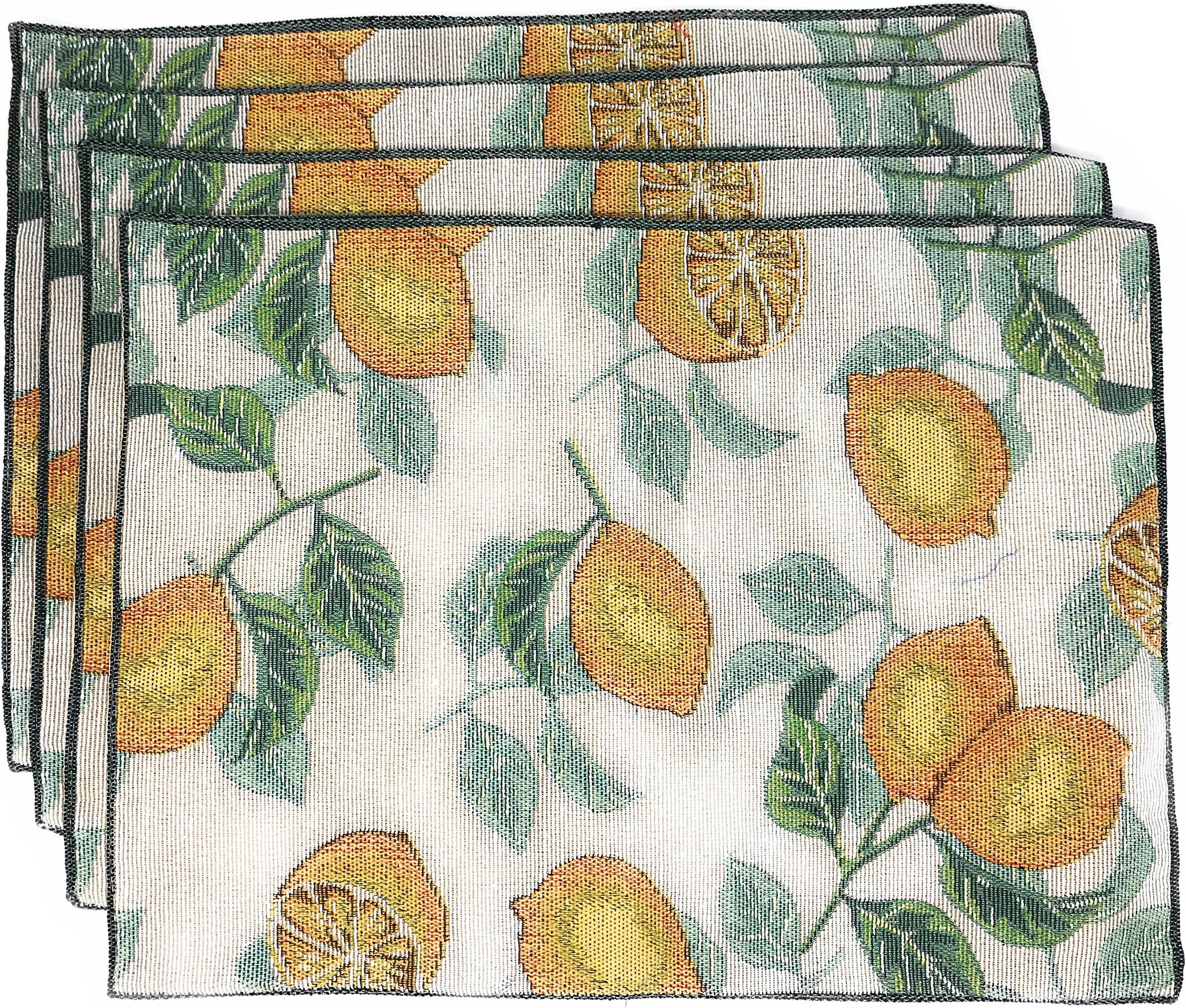 Windham Home Spring Tapestry Placemats, Set of 4 (Lemons)