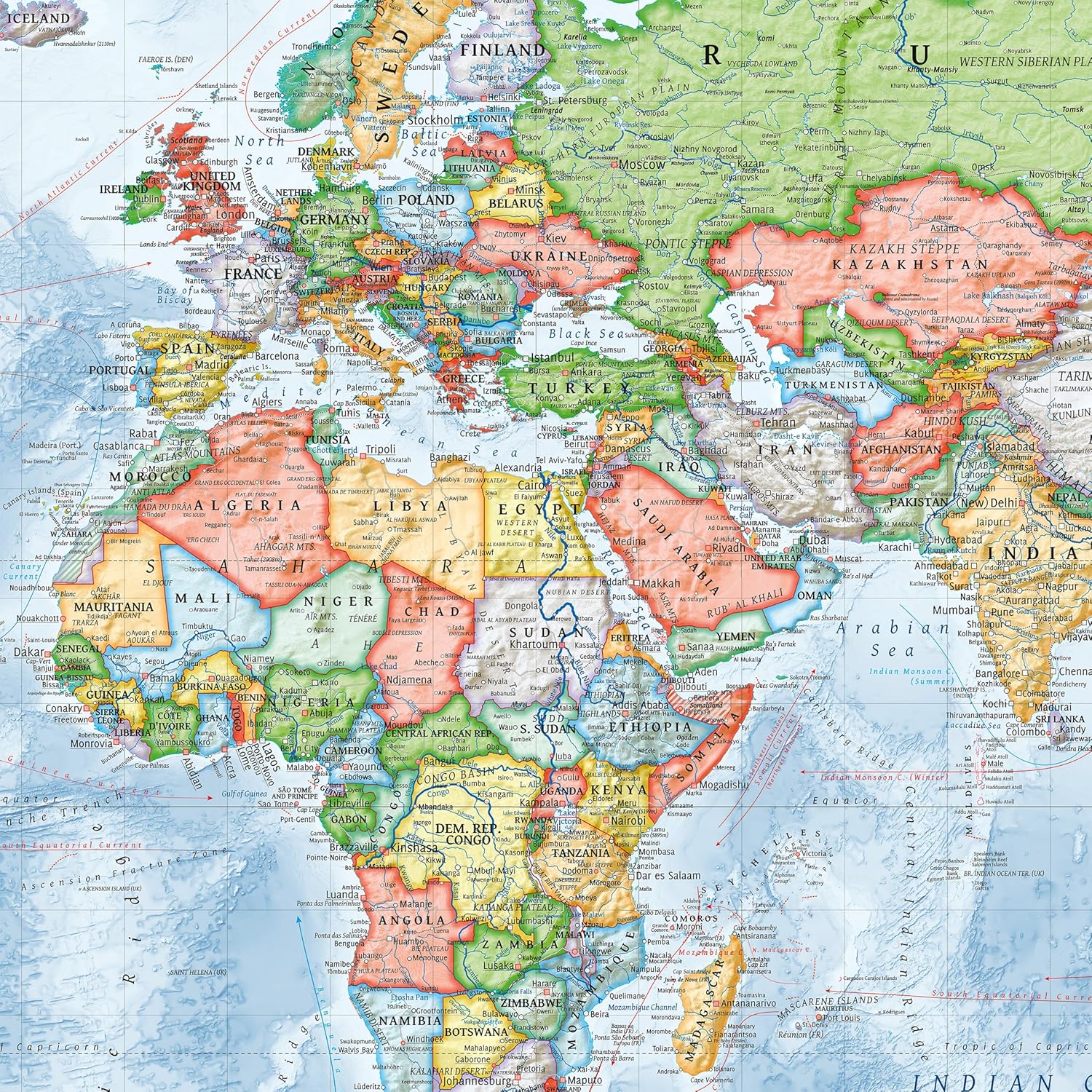 Carta gigante Mappa politica del mondo 220x144 cm con ban re in inglese edizione 2015 Amazon Casa e cucina