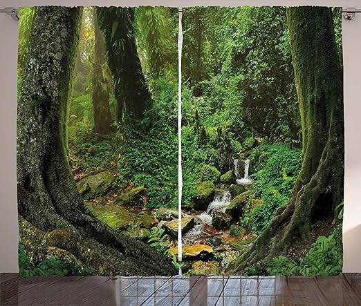 Amazon Com Ambesonne Nature Curtains Wonderland Forest Nepal