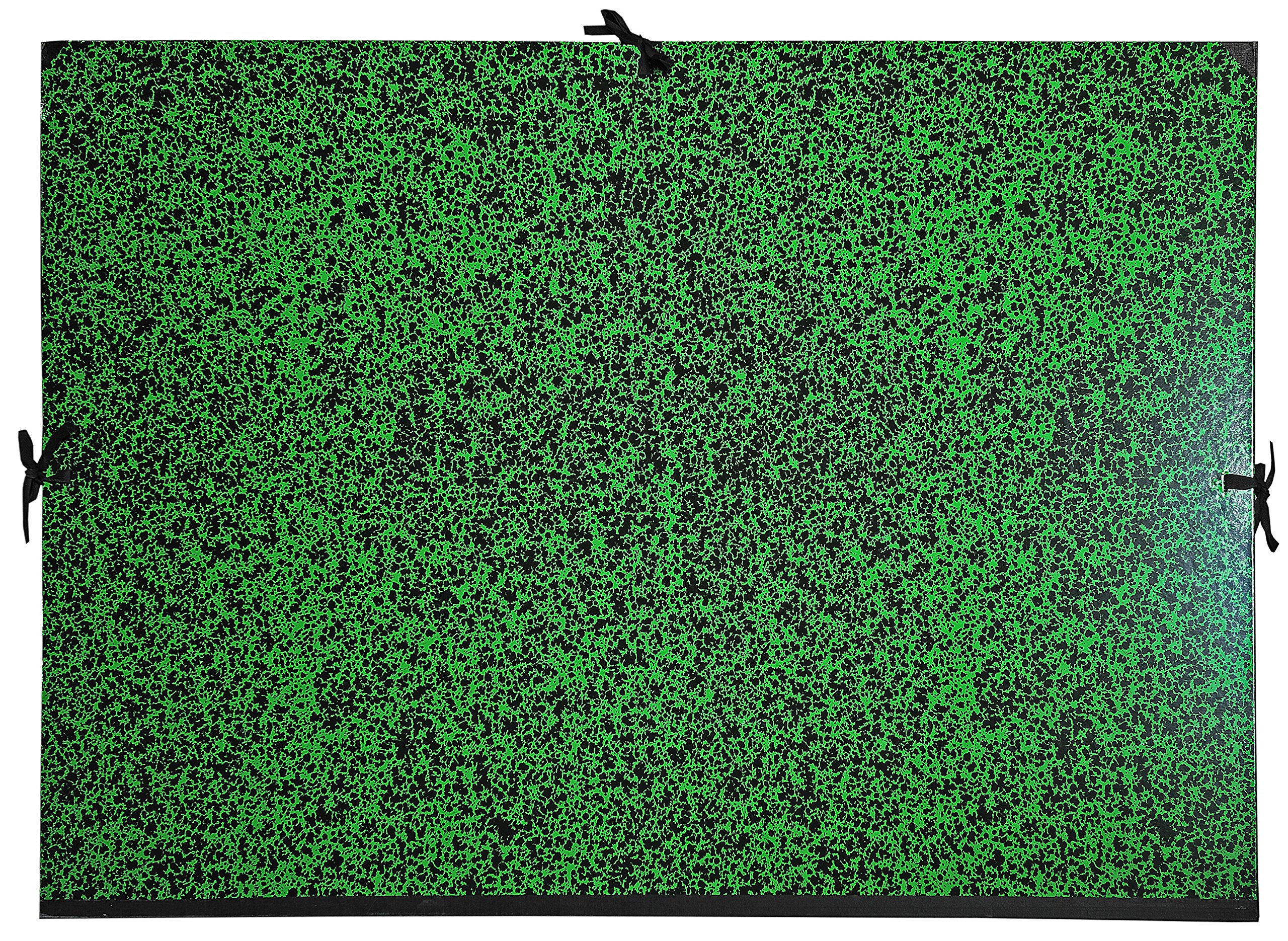 Exacompta - Ref 533000E - Annonay Portfolio with Tie Ribbon - 500 x 750mm in Size, For Safely Transporting Artworks & Documents, Marbled Effect Cover - Green โ image 1
