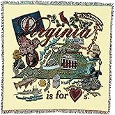 Pure Country Weavers State of Virginia Lap Square Blanket - Gift Tapestry Blanket Throw Woven from Cotton - Made in The USA (54x54)