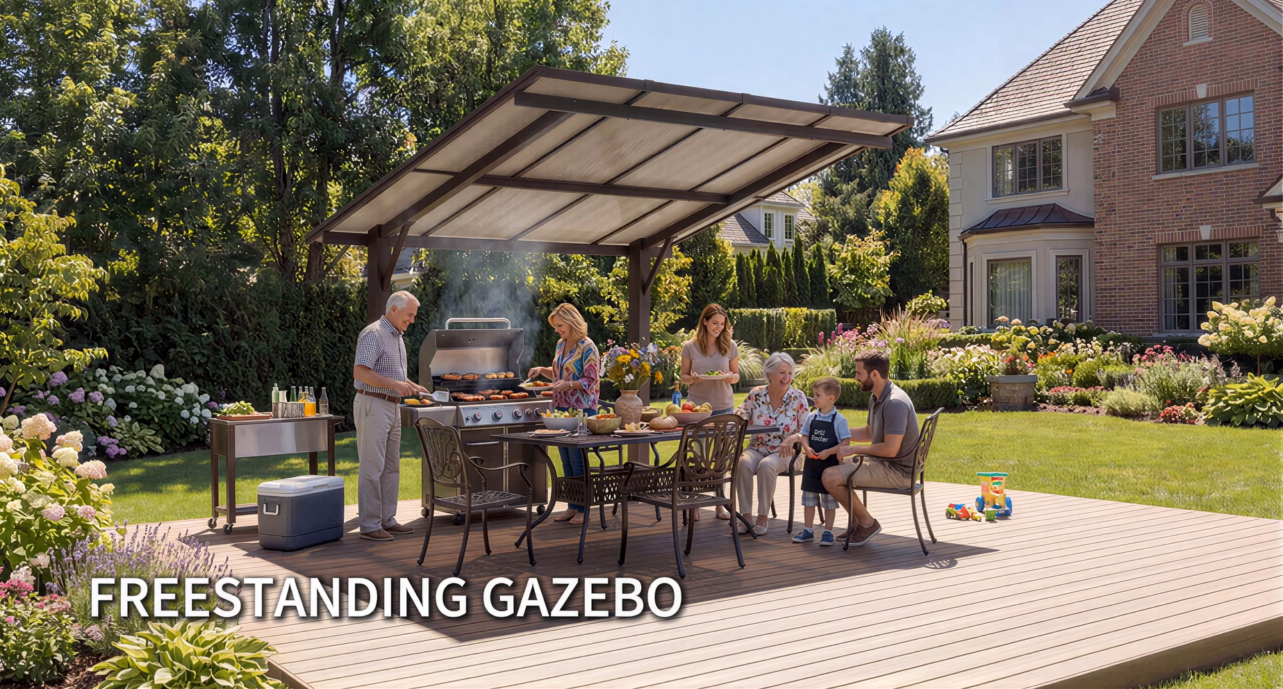 Aoxun 14x10 Freestanding Aluminum Gazebo with Hard Top Roof, UV & Waterproof image 24