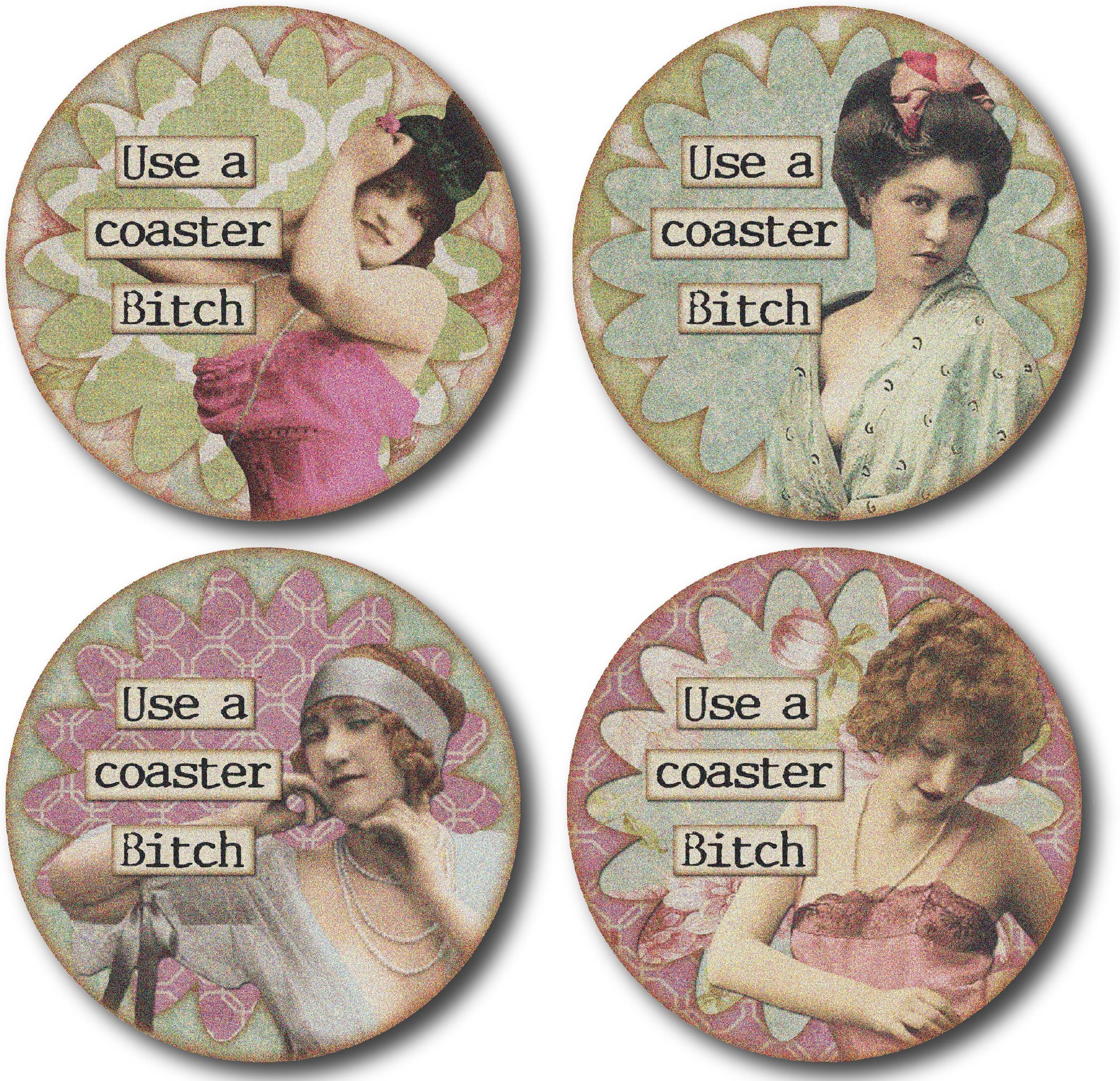 FUNNY COASTERS, USE A COASTER BI.CH! SANDSTONE FUNNY BAR WINE DRINK COASTERS, FUNNY GIFT FOR WOMEN! FUNNY HOUSEWARMING GIFT! DRINK COASTERS FOR PARTIES!