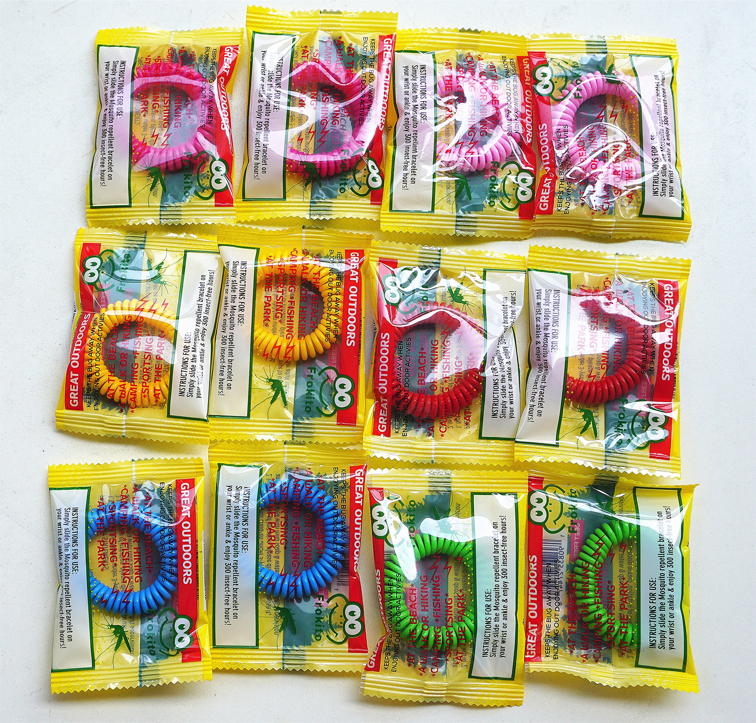 EDOU 12 Pezzi Antizanzare Braccialetto Repellente alla Zanzara Braccialetto DEET-FREE 100% Naturale Insetticidi Salviettine Anti Zanzara Impermeabile Per Uso Interno Da Viaggio Al Coperto Bambini Adulti 6 Colori