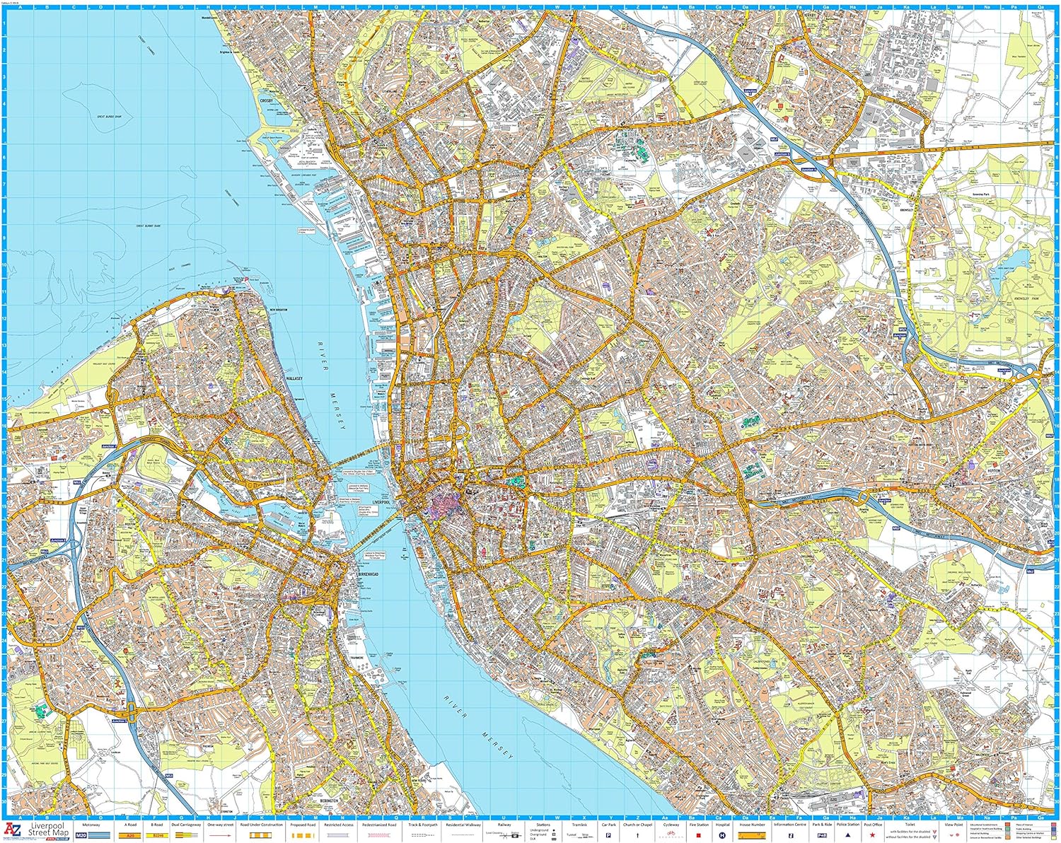Amazon Com A Z Liverpool Street Map 46 75 X 37 Rolled Canvas Home Kitchen