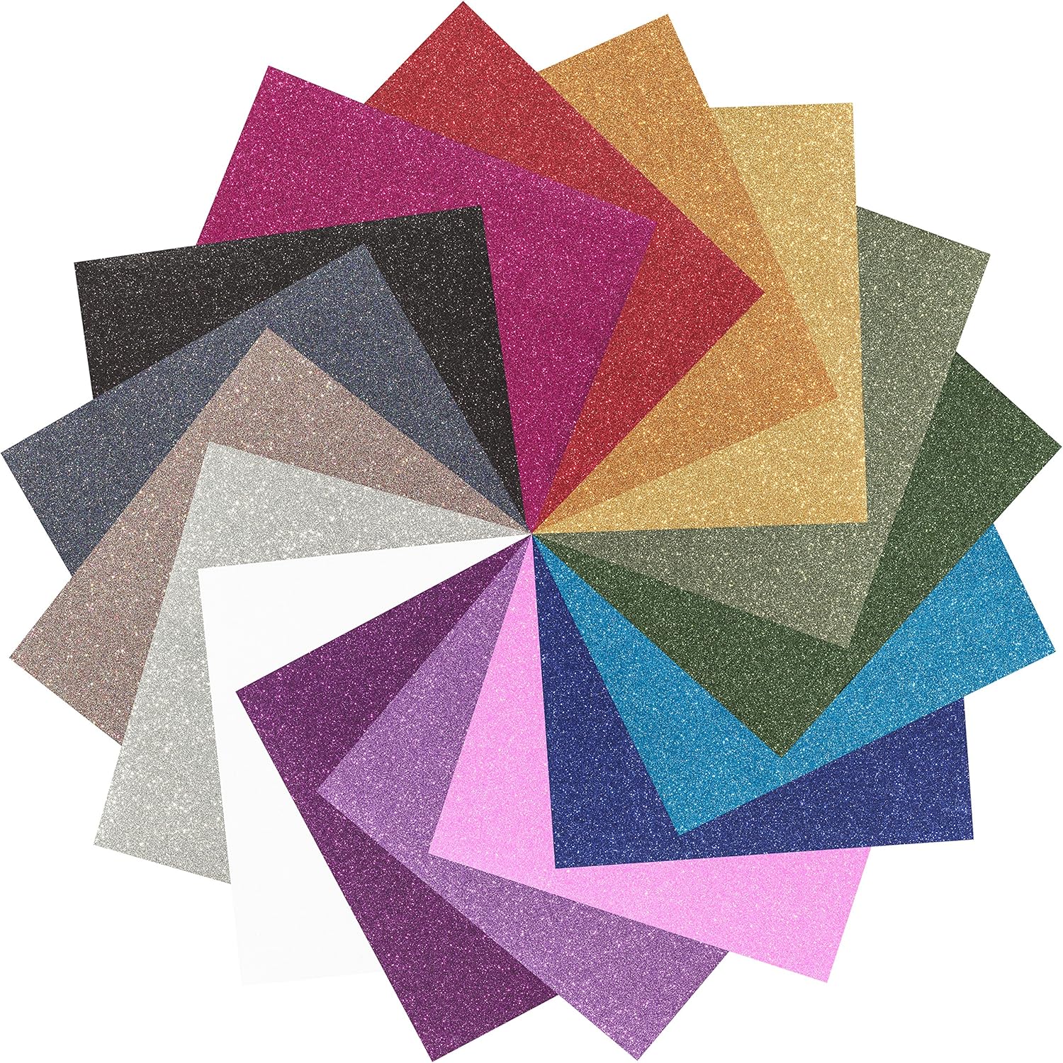 MAREA Glitter Heat Transfer Vinyl Sheets, 16 Sheet Bundle of Glitter HTV Iron On Vinyl for Cricut - Glitter Vinyl For Silhouette Cameo & Heat Press | Durable, Vibrant Colors for All HTV Vinyl Projects: Arts, Crafts & Sewing
