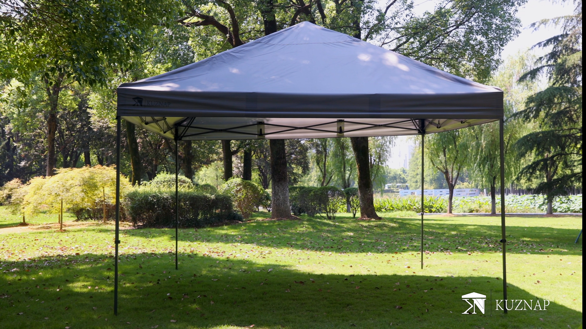 KUZNAP 10x10 Pop Up Canopy Tent with EZ Set-Up, Wheeled Bag & Sandbags - White Instant Outdoor Shelter image 12