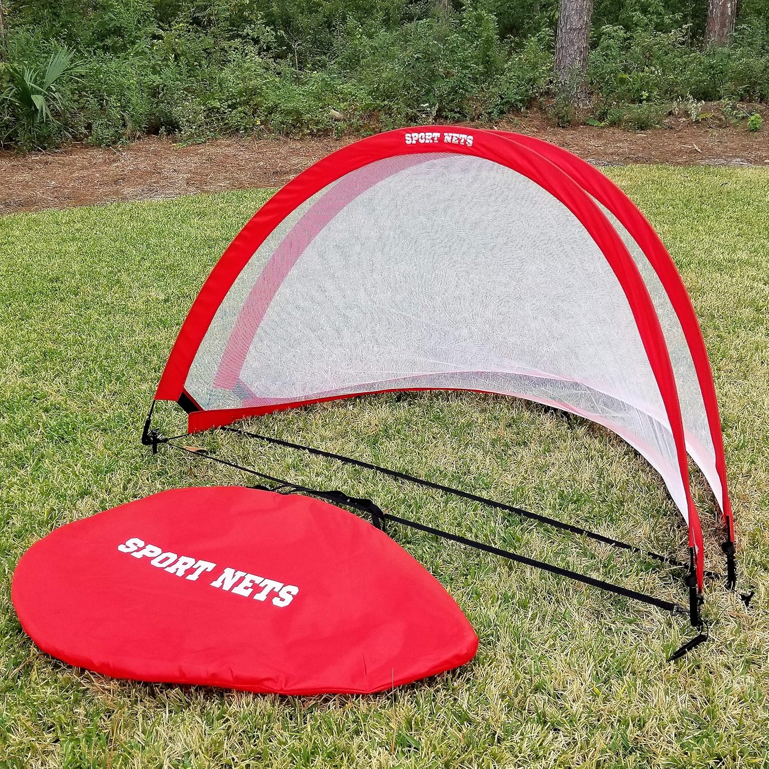 Hit Run Steal Portable Pop Up Soccer Goals Set of 2 - Two Folding Portable Soccer Goals with Carry Case - Available in 2.5ft, 4ft and 6 Foot Sizes. (2.5 Ft. (2 Goals + Bag)) : Sports & Outdoors