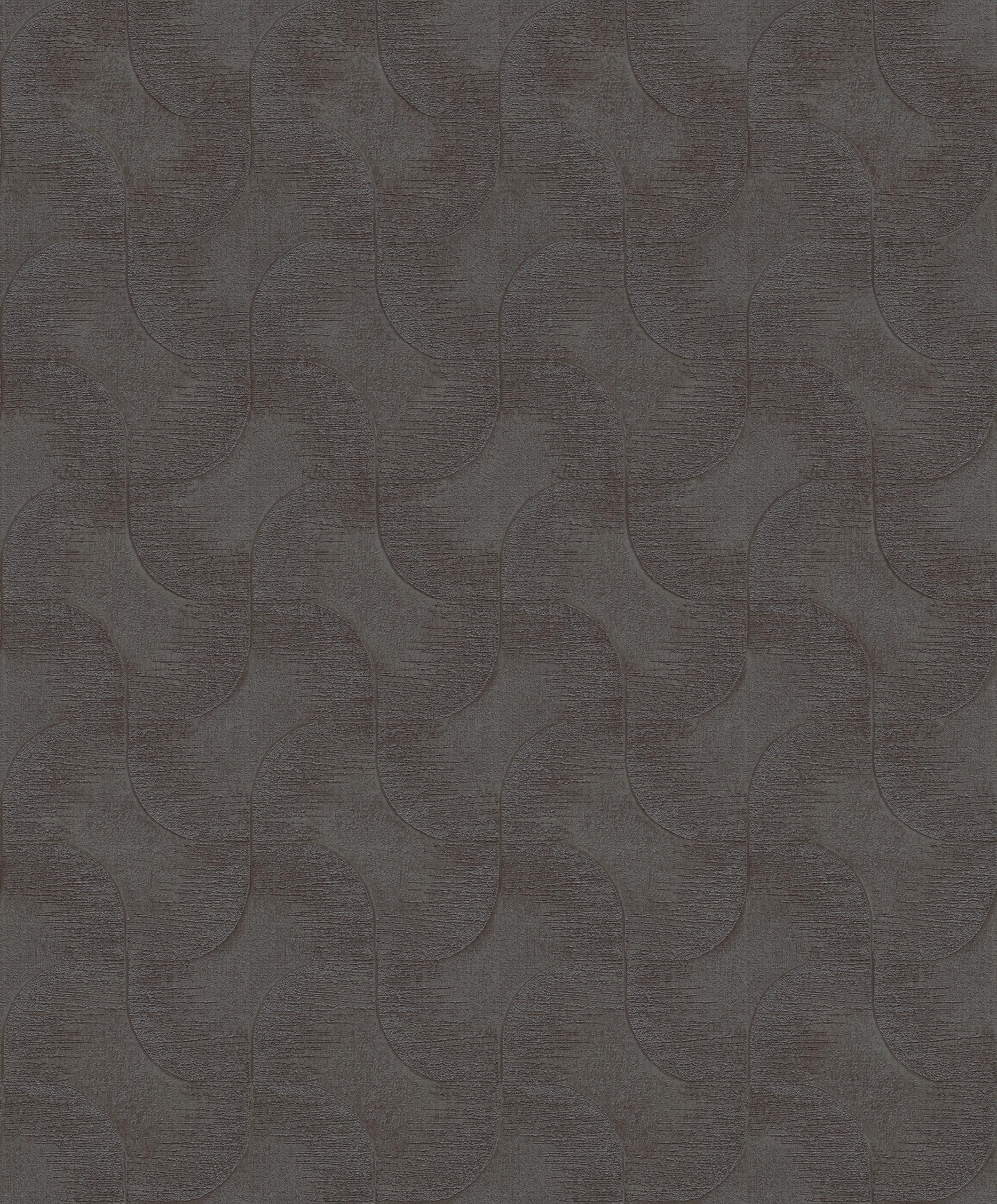 Rasch Sky Lounge 608168 Plain Non-Woven Wallpaper in Dark Grey with Graphic Pattern and Iridescent Metallic Effect