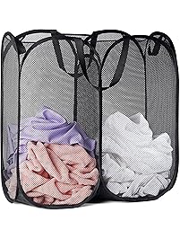 Mesh Popup Laundry Hamper - Portable, Durable Handles, Collapsible for Storage and Easy to Open. Folding Pop-Up Clothes Hampers Are Great for the Kids Room, College Dorm or Travel.