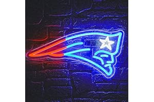 Brineon Neon Sign for Wall Decor,Neon Sign for Man Cave or Garage Decor,Birthday Gifts for Men with Footaball or Rugby Team Logo Sign,Blue White Neon Sign for Bar,Dorm,Party Decorations,Game Room