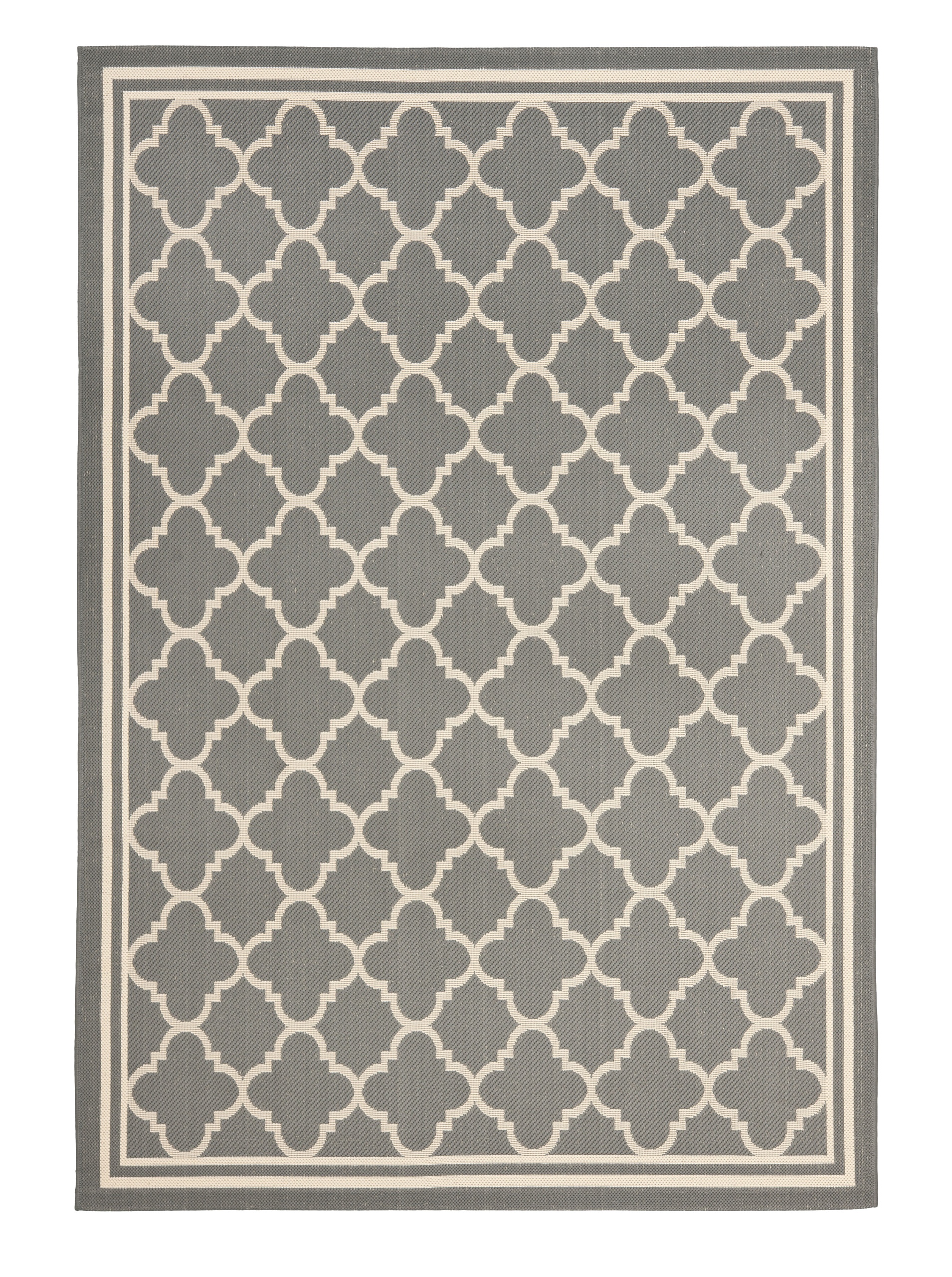 Safavieh Geometric Rug for Indoor & Outdoor - Waterproof - Courtyard Collection, Short Pile, in Anthracite and Beige, 79 X 152 cm — image 1