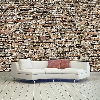 Amazon フォト壁紙 アメリカンストーンズ102 366 Cm X 254 Cm石壁コテージレンガの壁紙壁壁画 Murimage ホーム キッチン