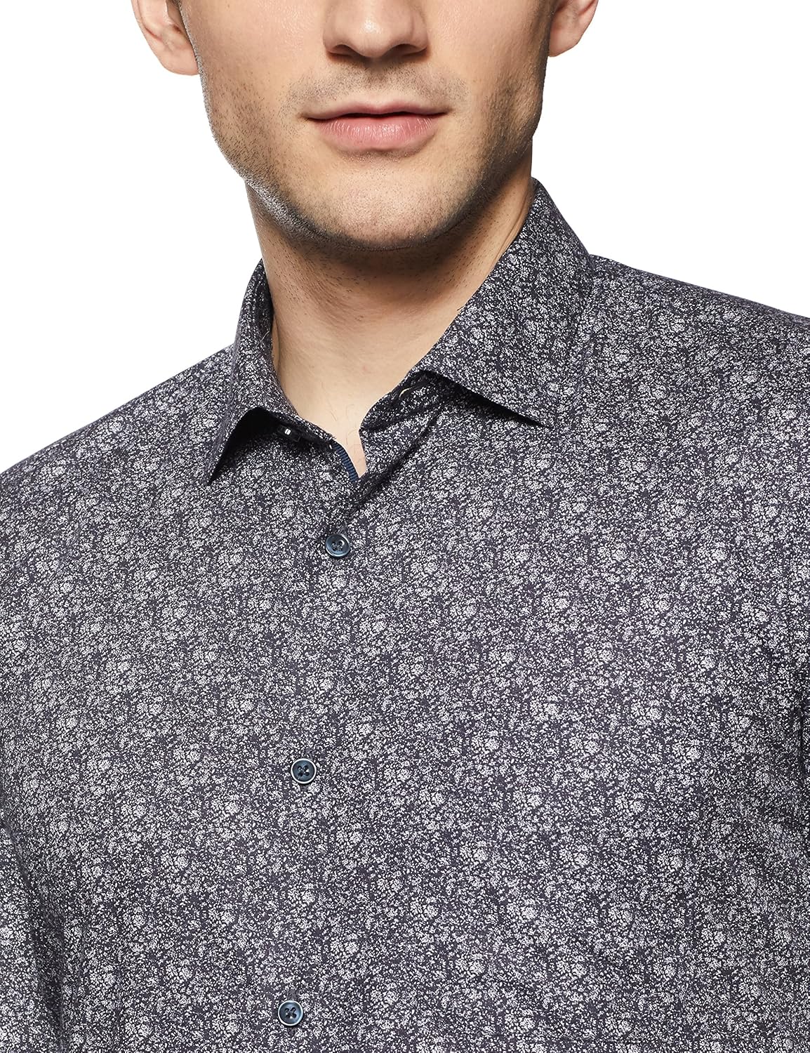 peter england men's printed slim fit formal shirt