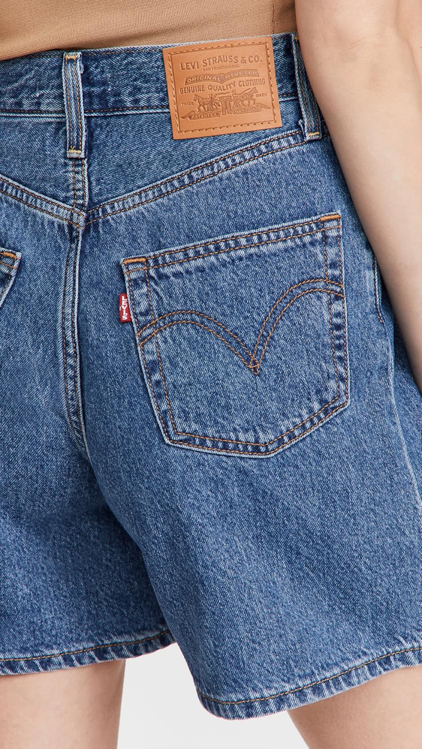Levi's Women's Pleated Ribcage Shorts at  Women’s Clothing store