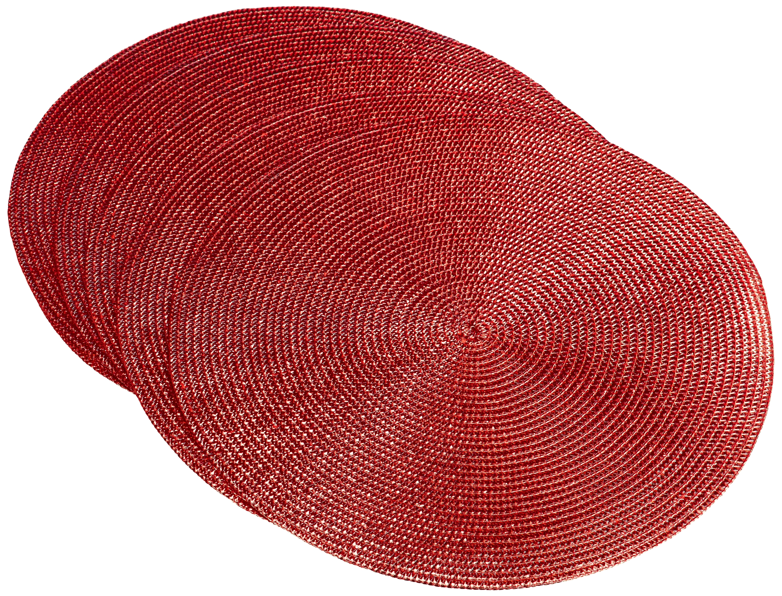 DII Woven Placemats Collection Metallic Round Placemat Set, 15", Red, 6 Piece — image 1