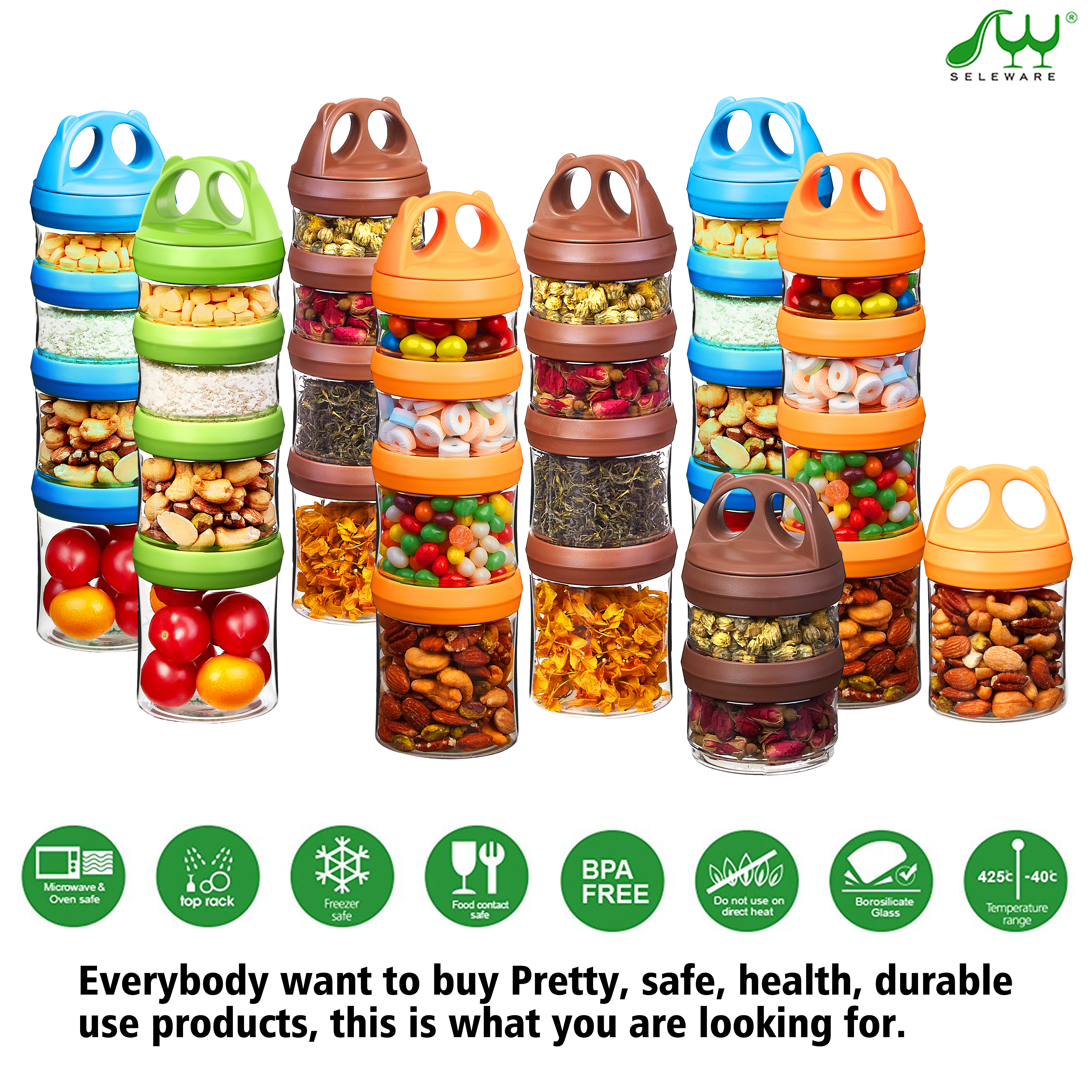 6 SELEWARE+Portable+Stackable+Container+Phthalate